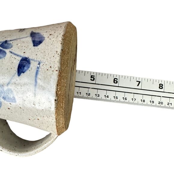 Carole Beal Art Pottery Mug 4" Speckled Gray Duck & Flowers Decorative Round - Picture 7 of 8